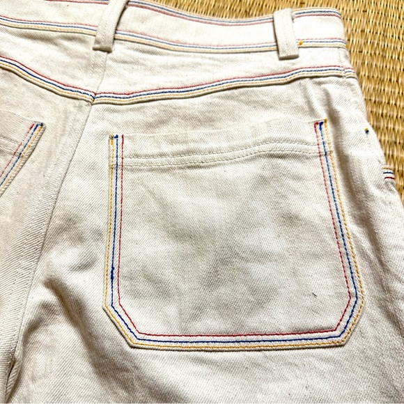 Madewell 70s Rainbow-Stitched Canvas Chase Highrise Patchpocket Shorts Cloud - Picture 6 of 9